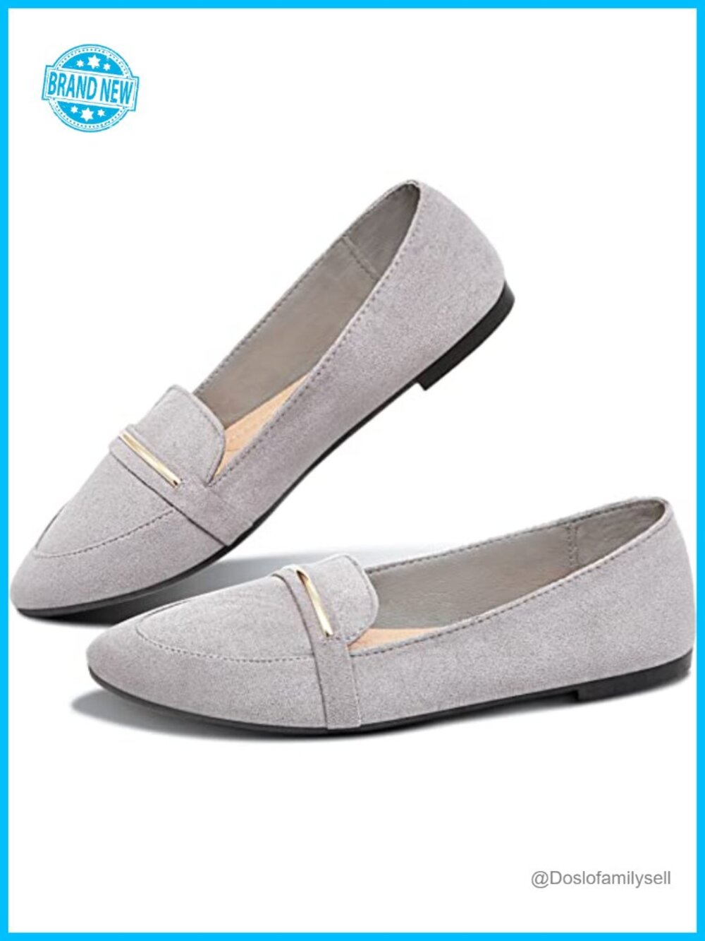 Women's Pointy Toe Loafer Flat Faux Suede Comfortable Slip On Work Shoes